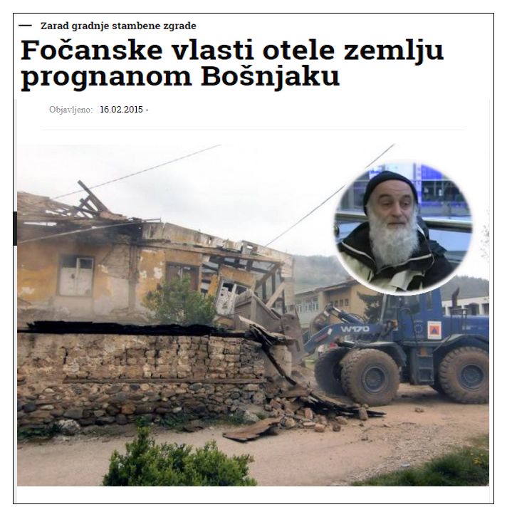 Zarad gradnje stambene zgradeFočanske vlasti otele zemlju prognanom Bošnjaku _ 054
